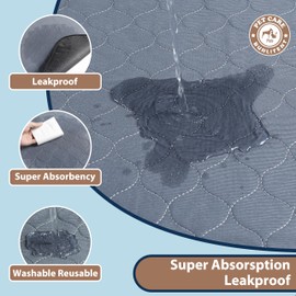 Washable Pee Pads for Dogs, 39x39 Reusable Puppy Pads with Fast Absorbent, Waterproof Reusable Pee Pads for Whelping, Traing, Incontinence and Potty, 3 Pack, Grey.