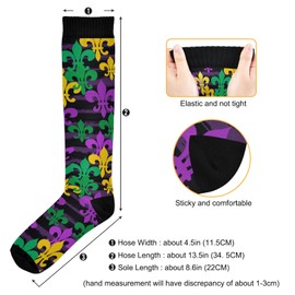 Fisyme Mardi Gras Carnival Fleur De Lis Socks for Women Men, Warm Comfort Athletic Crew Running Hiking Cycling Compression Socks 1 pieces