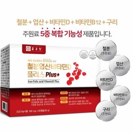 Chong Kun Dang Iron Folic Acid Vitamin D Copper 60 Capsules 1 Box 2 Months Supply / 종근당 철분 엽산 비타민D 구리 60캡슐 1박스 2개월분
