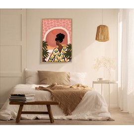 Kate and Laurel Sylvie Desert Wanderer Lady Framed Canvas Wall Art by Kendra Dandy of Bouffants and Broken Hearts, 23x33 Gold, Powerful Abstract Art for Wall