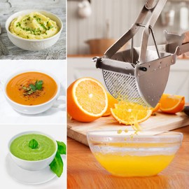 Potato Ricer, Sopito Stainless Steel Potato Ricer Multifunctional Fruit Vegetable Masher for Smooth Fluffy Mashed Potatoes