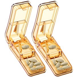 2PCS Pill Cutter for Small and Tiny Pills, Professional Pill Splitter for Cutting Small Pills or Large Pills in Half - Brown