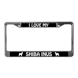 CafePress I Love My Shiba Inus (Plural) License Plate Frame Chrome License Plate Frame, License Tag Holder