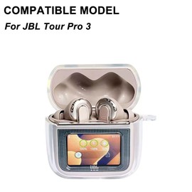 HXFRTYU Case Compatible with JBL Tour Pro 3, Soft Silicone Shockproof Protective Cover with Carabiner Accessories (Clear)