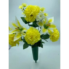 Memory Lane Memorials DIY Silk Flower Yellow Carnation White Lilly Bouquet (DIY)