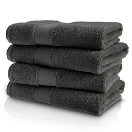 LINEN REPUBLIC Dark Gray Bath Towel Set of 4-100% Cotton Bath Towel Set- Fluffy Soft Plush Ultra Soft Absorbent Towels - Dark Grey Bathroom Towels - 27x54 Large Bath Towels (Dark Gray)