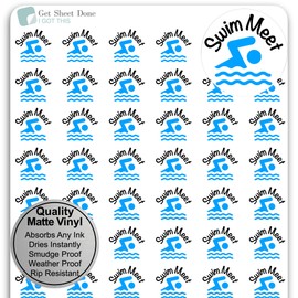 Swim Meet Planner Sticker / 54 Fun Vinyl Stickers (1/2”) / Sports Exercise Fitness Health Workout Reminder/Essential Productivity Life Planner Stickers/Bullet Journaling (Matte Vinyl, 3 Sheets)