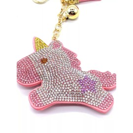 Unicorn Bling Unicorn Diamond  Women Keychain Glitter Pink Purple Tassel Charm Accessory