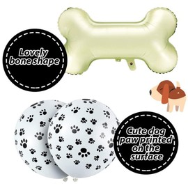 44 Pcs Dog Themed Balloons Decoration Include Dog Paw Print Latex Balloons Bone Shaped Foil Balloons and Colorful Latex Balloons for Dog Puppy Girl Birthday Party Supplie Blue