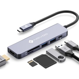 NOVOO USB C Hub 4K HDMI USB C Adapter Docking Station mit 100W PD,4K HDMI,2 USB-A 3.0 Datenanschlüssen, SD/TF für MacBook Pro/Air M1 M2 Dell Surface Lenovo Hp und mehr Typ C Geräten