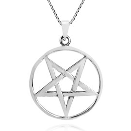 AeraVida Large Inverted Star Pentagram .925 Sterling Silver Pendant Necklace | Sterling Silver Necklace for Women | Long Necklaces for Women | Necklace Women Jewelry