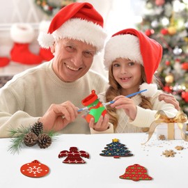 Wooden Christmas Ornaments for Crafts, 60PCS Paint Unfinished Wood Slices Crafts with Holes for Kids, Christmas Embellishments for Crafts