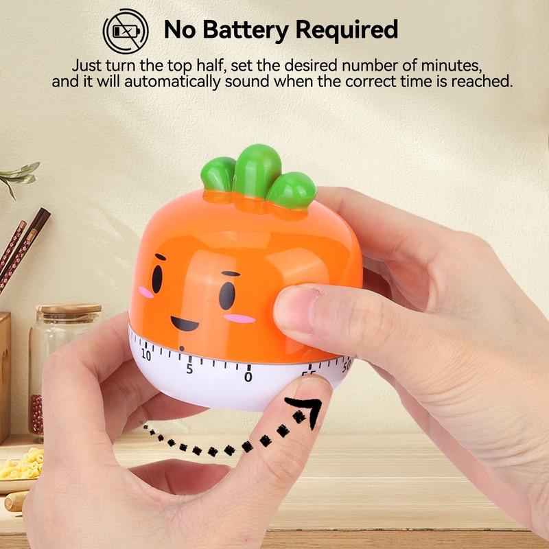 Kitchen Timer,60 Minute Egg Timer,Cartoon Lovely Carrot Kitchen Timer,Mechanical Kitchen