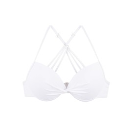 Colloyes Women's Push Up Bikini Top Twist Front Underwire Molded Soft Pads Vintage Bikini Swimsuits Tops White Size Medium