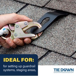 Tie Down Hitch Clip Roof Anchor 3-Pack – Roofing Anchors for Roof Safety & Fall Protection | Reusable Roof Harness Connection Points for Wood Roofs | Black Finish