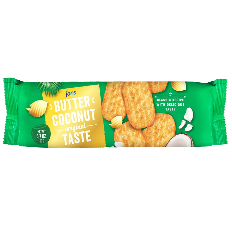 Butter Coconut Crackers (Foil) 6.7 oz (Pack of 8)