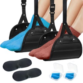 2 Pack Foot Hammock for Plane Travel, Portable Airplane Foot Rest Leg Hammock for Airplane Travel, Adjustable Plane Footrest Foot Sling for Long Flight