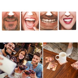 ROYALEAD Set of 10 Entertaining Face Cover Cup Mat Combo Enjoyable Face Coaster Unique Cup Pads Multi Functional Mask Coaster