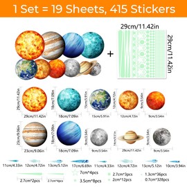 Evergreen Goods Glow in the Dark Solar System Stickers, Bright Stars, Planets, Moon & Shooting Stars, Luminous Wall and Ceiling Decoration, Space Theme, Gift for Boys and Girls (1