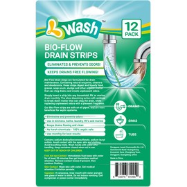L-Wash Bio-Flow Drain Strips - 24 Strips | Drain Cleaner & Odor Remover Drain Sticks