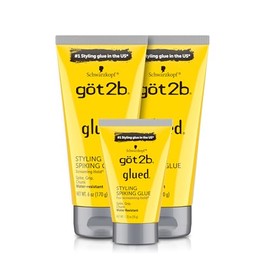 Got2B Glued Styling Spiking Hair Gel 2-6oz tubes + 1 Travel 1.25oz tube