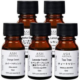 ASH Essential Oil B. Basic 10ml x 5 Bottles (Sweet Orange, Eucalyptus, Lavender, Lemon, Tea Tree) AEAJ Certified Essential Oils