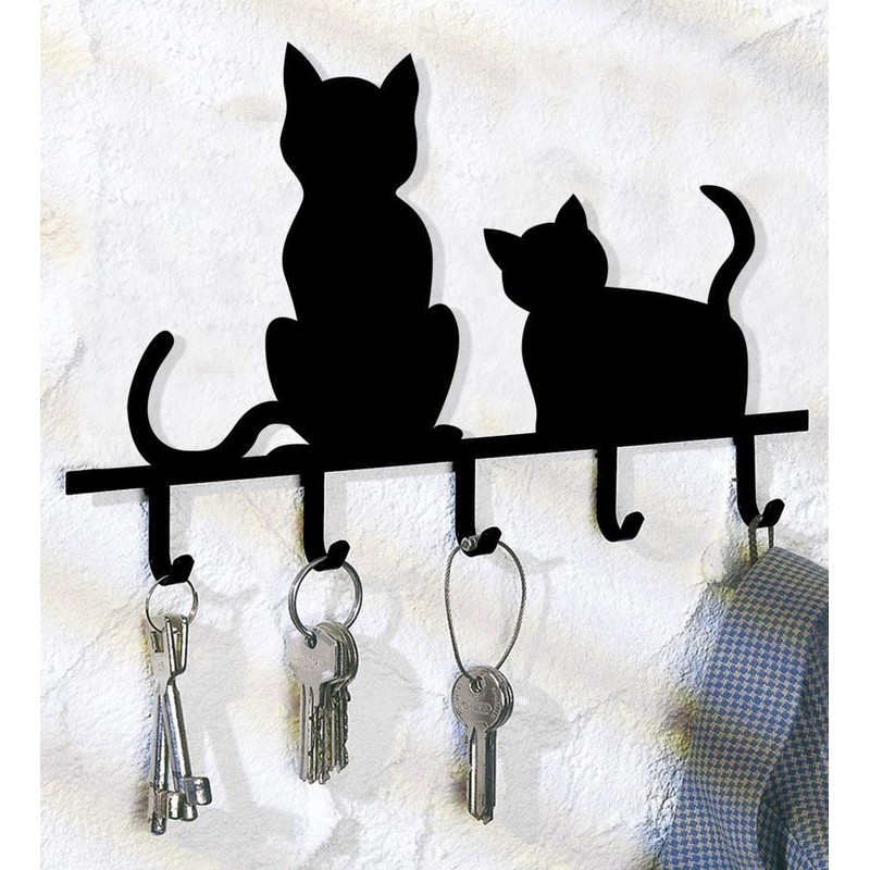 Maximex Key Board Cats-with 5 Hooks, Iron, Black, 15 x