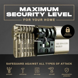 IRONWORX® Spectre Brass 50mm (Internal) / 35mm (External) (85mm) Maximum-Security Police Approved TS007 BSI 3 Star Double Euro Cylinder Lock (Key Both Sides), Includes 5X Keys