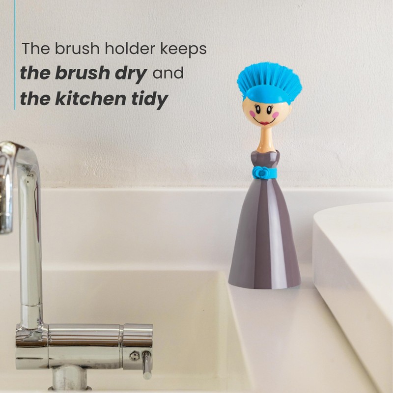 Vigar Dolls Dish Brush with Ergonomic Handle and Dress-Shaped Brush