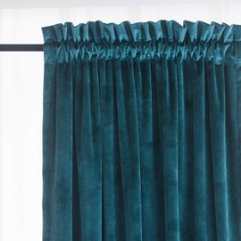 Roslynwood Peacock Blue Velvet Drapes 90 inches Long, Luxury Room Darkening Bedroom Curtains Privacy Doorway Dividers for Living Dining Room/Cafe/Play Room, W52 x L90, 2 Panels
