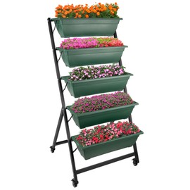 Pure Garden Raised Garden Beds - 5 Tier Vertical Garden Planter - Planters for Outdoor Plants - Gardening and Greenhouse Accessories (Green)