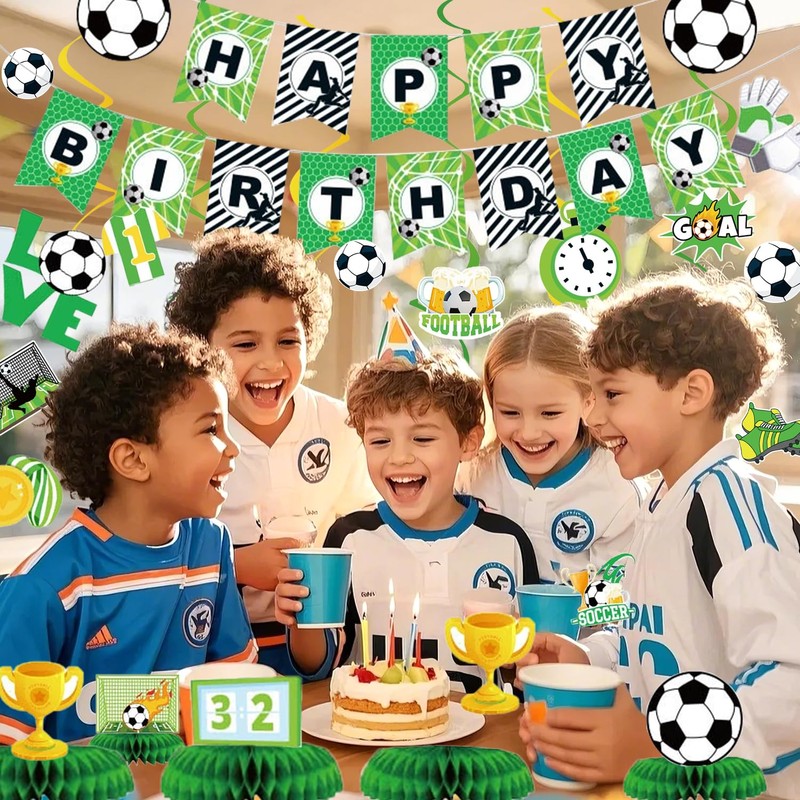 Zorpex Soccer Birthday Decorations, Sport Themed Happy Birthday Banner, Boy