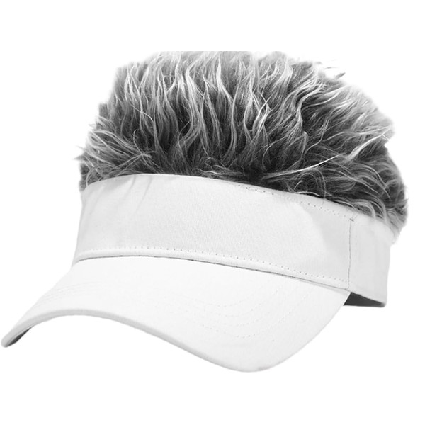 LXOrdora Mens Visor Hats with Spiked Wig Novelty Adjustable Baseball