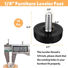 FNANJWQ 14 Pcs M6 Threaded Adjustable Furniture Feet, Galvanizediron Leveling Foot, Feet Levelers Screw On Furniture Glide Leveling for Table Chair Cabinets Stool Legs
