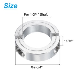 sourcing map Double Split Clamp-On Shaft Collar for 1-3/4" Shaft, Two-Piece Clamping Collar 2-3/4" OD, 11/16" Thickness, Aluminum Alloy Set Screw Split Collar Clamp