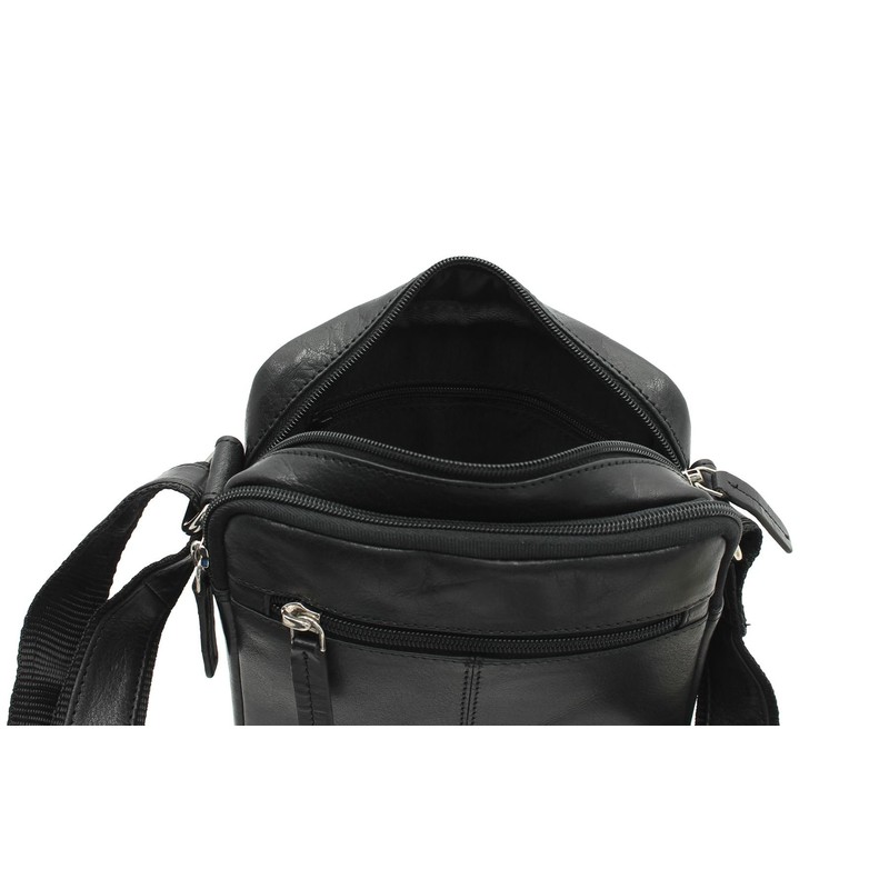 Visconti Compact Leather Messenger/Travel Bag S8 Black