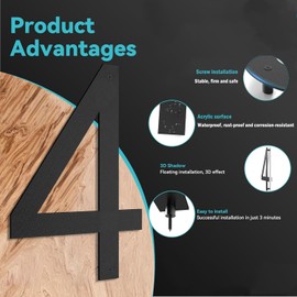 Yuqilin Acrylic House Number Sign, Floating Numbers, House Number, Waterproof Door Sign, 3D Letterbox, Name Plate, Black, House Number Plate, for Office Doors, Letter Boxes, Apartment Doors, Garages