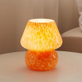 Dawnwake Mushroom Lamp Table Lamp for Bedroom,Small Desk Bedside Lamps for Living Room,Mushroom Decor Cute Mini Modern Mid Century Lamps for Night Stands,Aesthetic Home Living Room Decor(Flame Orange)