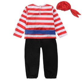 Lito Angels Pirate Captain Fancy Dress Up Costume Outfit Set with Bandana for Kids Boys Age 12-18 Months