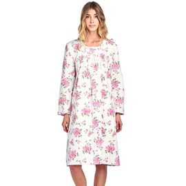 Casual Nights Women's Flannel Floral Long Sleeve Nightgown - Floral Pink - X-Large