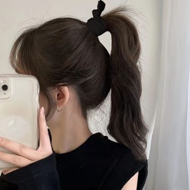 Fuyunohi Hair Elastics, Black, Non-Tracing, 6 Piece Set, Hair Clip, Hair, Rubber, Korean Style, Simple, High Elasticity, Ponytail Rubber, Thick, Fashionable Hair Elastic, For Adults, Elegant, Everyday Use, Work or School, Exercise, Unisex