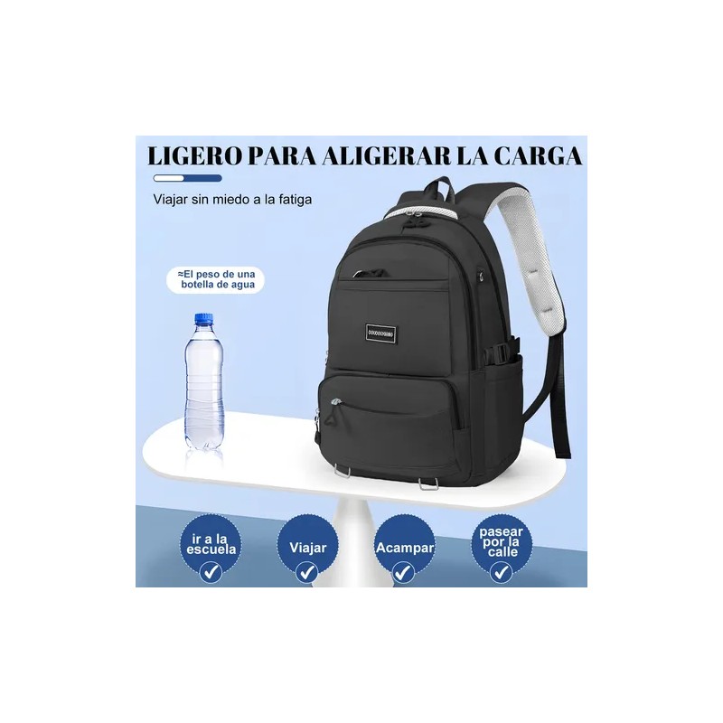 Mochila Escolar/Viaje 30 L para Laptop 15.6″ — Oxford Impermeable, Compartimentos