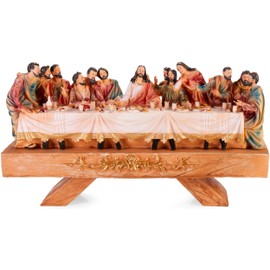 BRUBAKER Nativity Scene Set on Decorative Board - The Last Supper - Jesus and His 12 Disciples - 15 Inch Tabletop Christmas Decor Figurine - Holiday Decoration - Designed in Germany