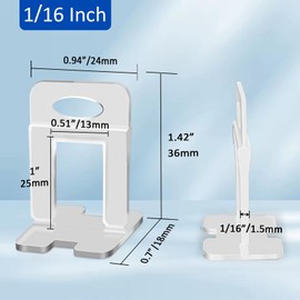 DGSL Tile Leveling System Clips - DIY 2400 Tiles Leveler Spacers - 1/16 Inch Tile Leveling System for Professional Ceramic Tile and Stone Installation