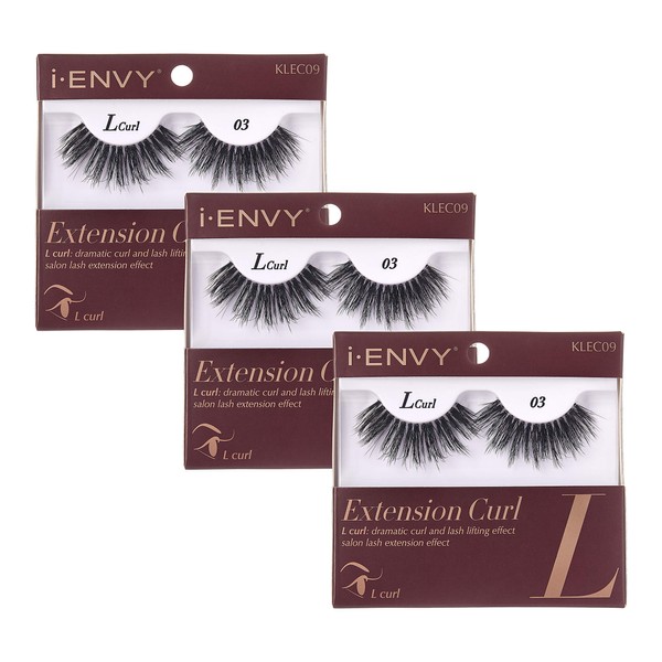 i-Envy 3 Pairs False Eyelashes L Curl Natural Lashes Salon Lash Extension Effect
