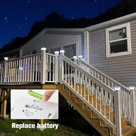 VOLISUN Solar Post Cap Lights Outdoor, Solar Powered Fence Cap Lights for 4x4 Vinyl/Wood, White Waterproof Solar Deck Post Light 8Pack Cool/Warm for Garden Patio Porch