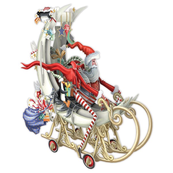 Santa's Moon Sleigh - 3D Pop Up Christmas Greeting Card,