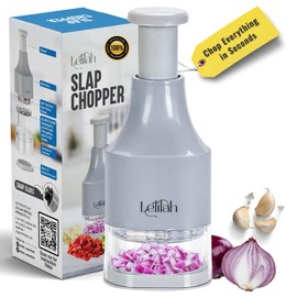 Food Chopper, Slap Chop, Handheld Veggie Chopper for Vegetable, Onion, Garlic, Nut, Hand Vegetable Cutter, Dishwasher-safe, Stainless Steel Blade, – Dishwasher Safe, Easy to Clean (Light Gray)