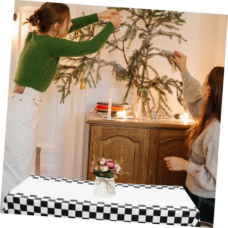 VICASKY 2Pcs Checkered Tablecloth Disposable Table Cloth for Parties Events