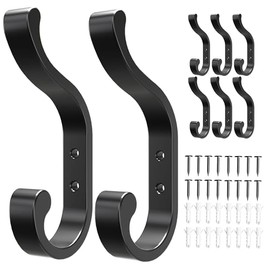 jockcaras Wall Hooks for Hanging 8 Pack Black